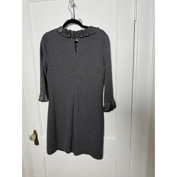 Milly Y2K Gray Wool Silk Ruffle Career Work Business Short Sheath Dress LG - Picture 8 of 8